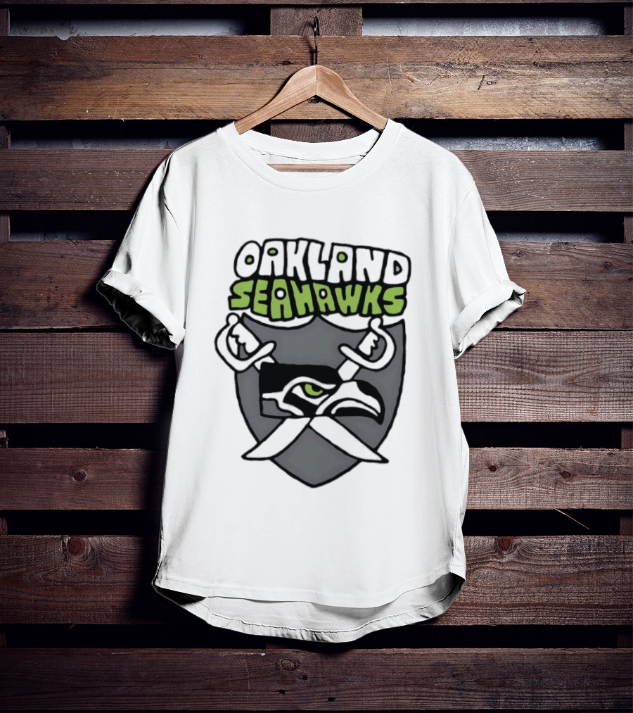 Oakland Seahawks Raiders Shield Crossed Swords T-Shirt