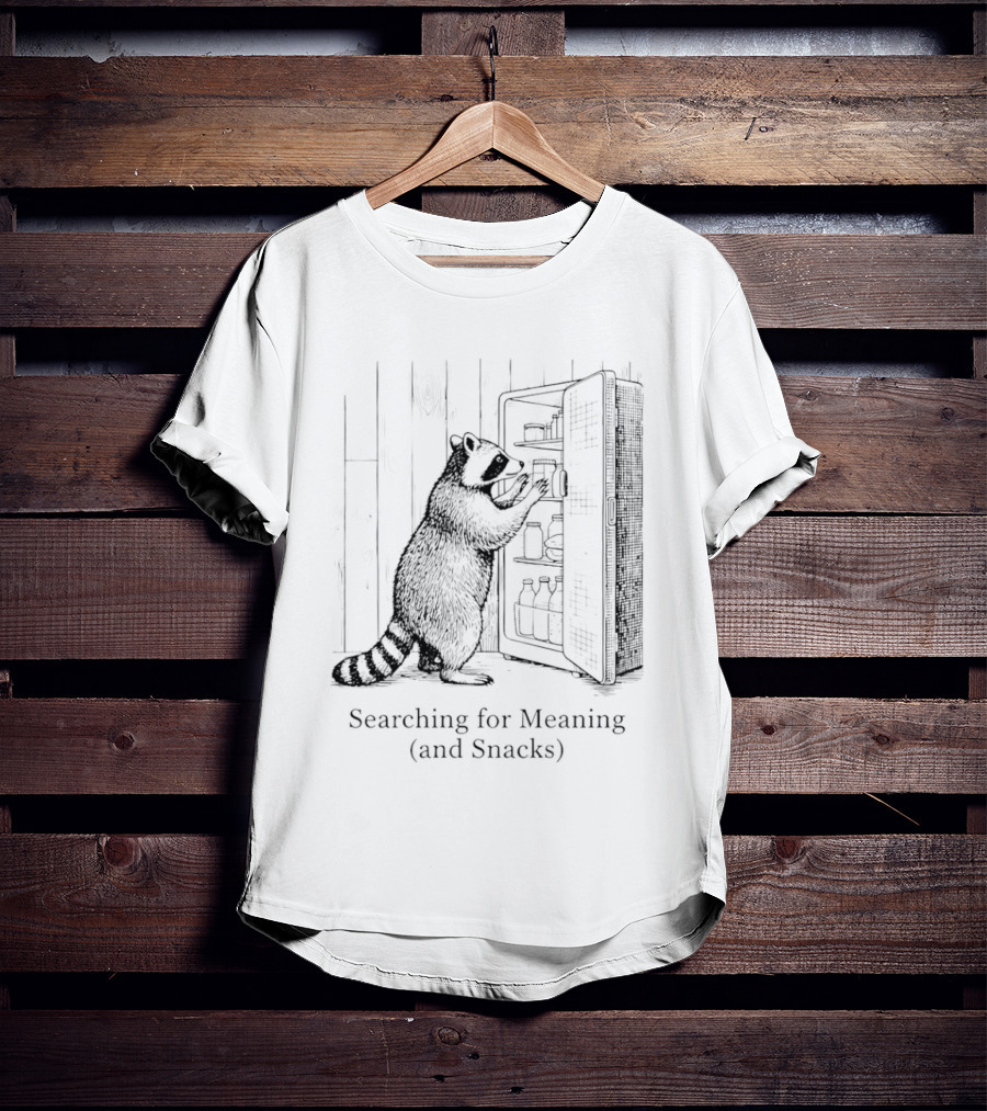Raccoon Searching For Meaning And Snacks Humorous Wildlife T-Shirt