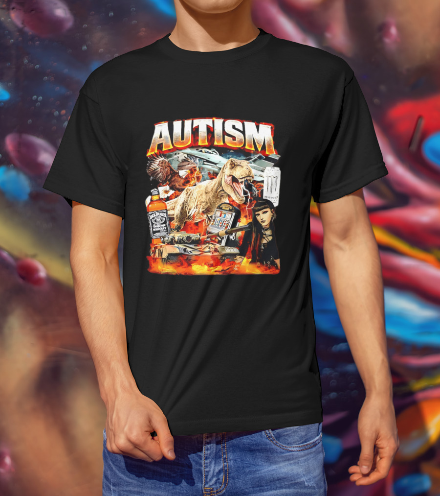 Autism Rex Eagle Jack Daniel's Tank Monster Energy Explosion T-Shirt