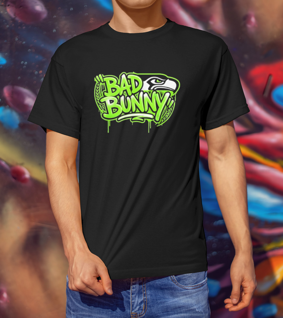 Bad Bunny Seattle Seahawks Team Collaboration T-Shirt