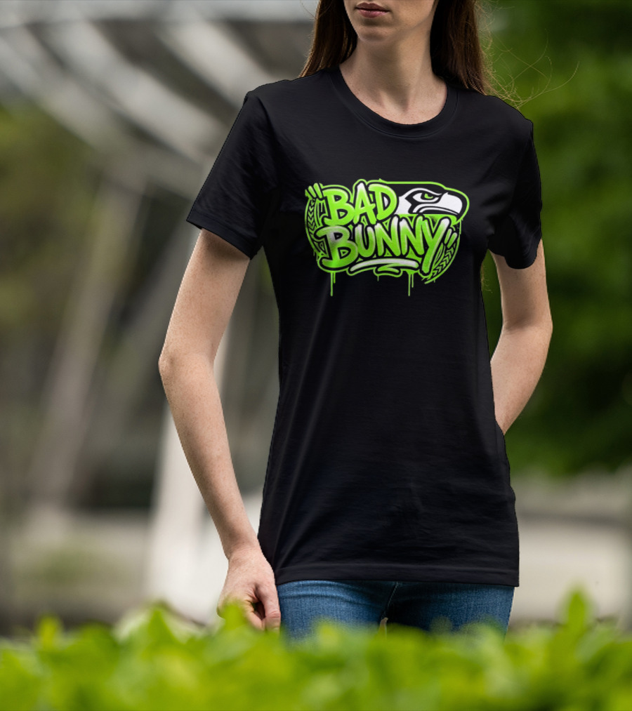 Bad Bunny Seattle Seahawks Team Collaboration T-Shirt