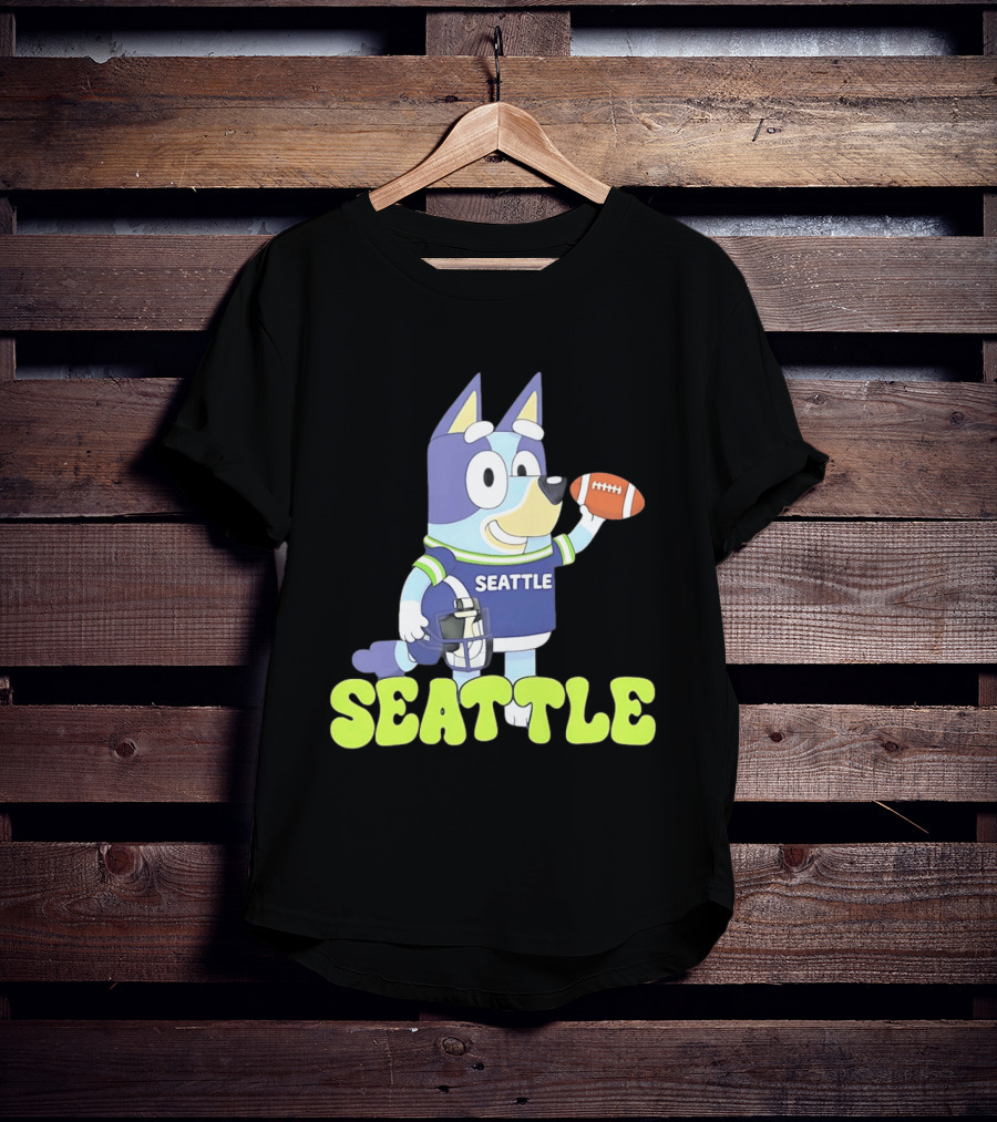 Bluey Seattle Football Cartoon 2026 Seahawks Fan Gear T-Shirt