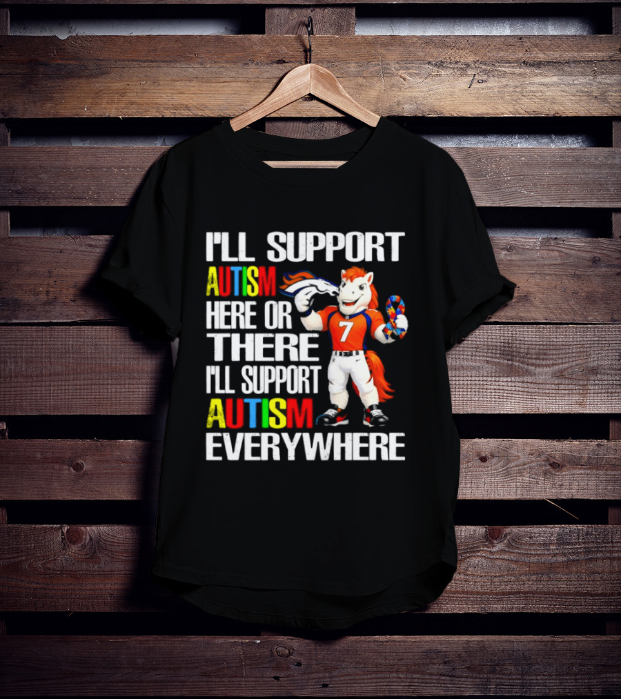 Denver Broncos Mascot Supporting Autism Awareness Everywhere T-Shirt