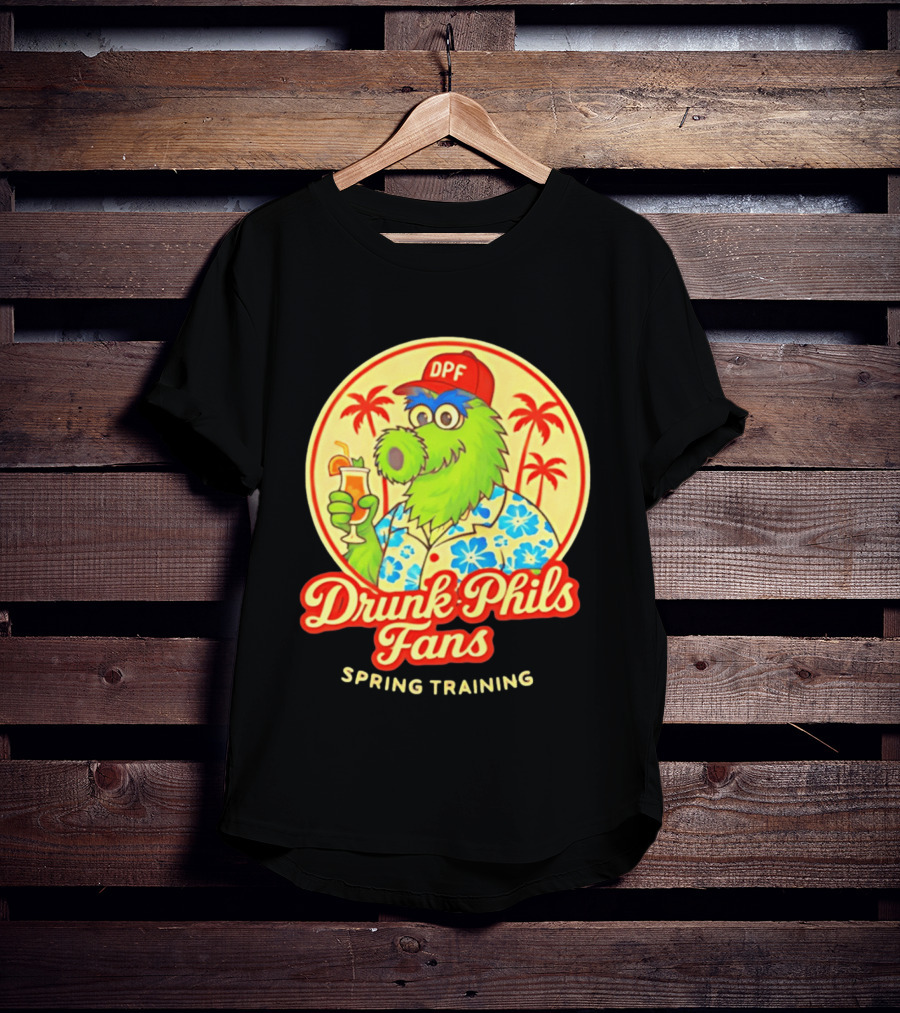 Drunk Phils Fans DPF Mascot Hawaiian Spring Training Palm Trees T-Shirt