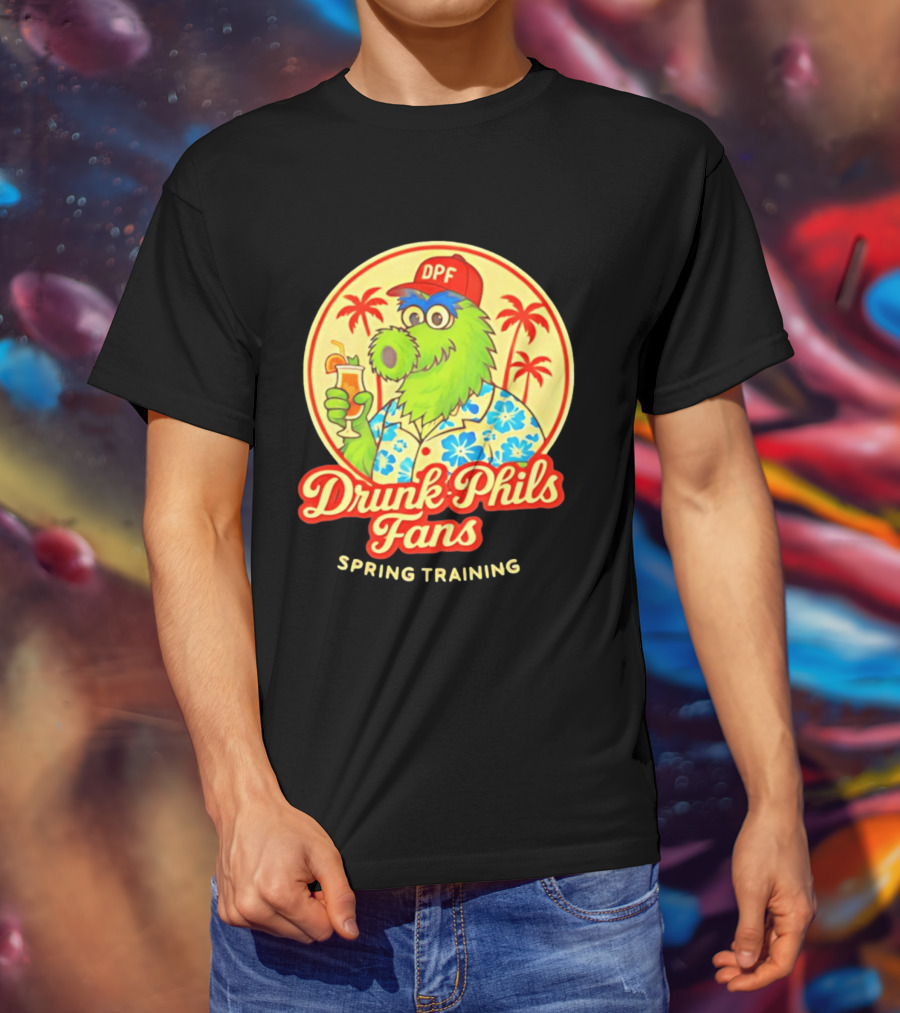 Drunk Phils Fans DPF Mascot Hawaiian Spring Training Palm Trees T-Shirt