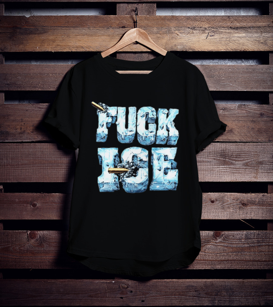 FUCK ICE Bullet Impact Ice Block Letters T-Shirt