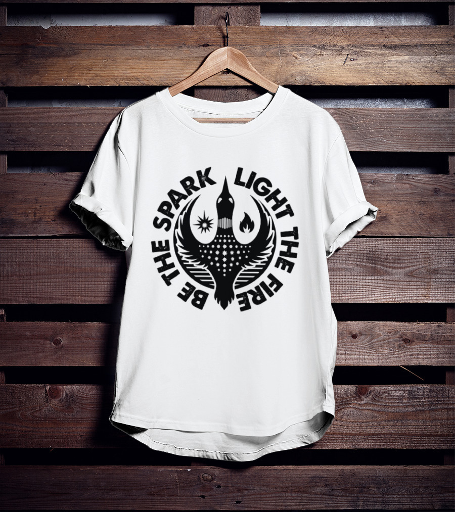 Be The Spark Light The Fire Phoenix Stars And Flames Crest T-Shirt