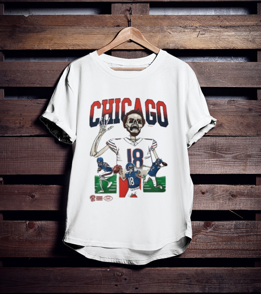 Chicago Bears Skeleton 18 Football Drew Thorpe T-Shirt