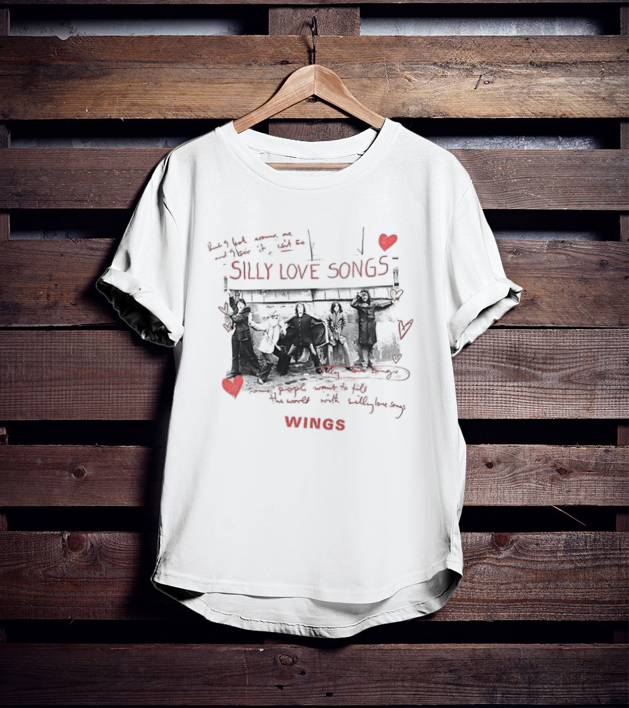Silly Love Songs Wings Red Heart Music Band T-Shirt