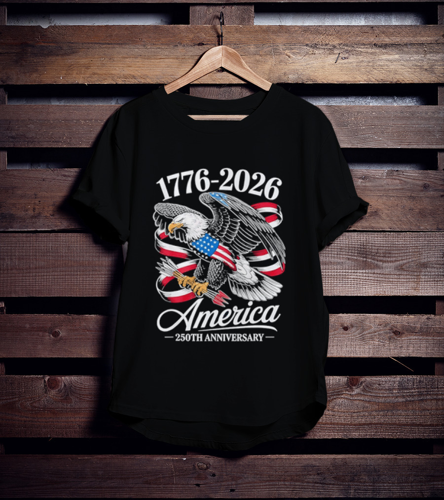 1776 2026 America 250th Anniversary Eagle Flag T-Shirt