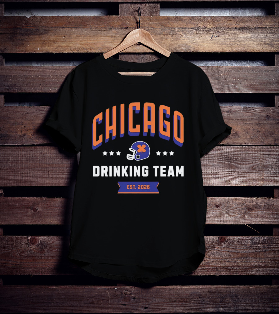 Chicago Drinking Team St Patrick's Day Helmet Est 2026 T-Shirt