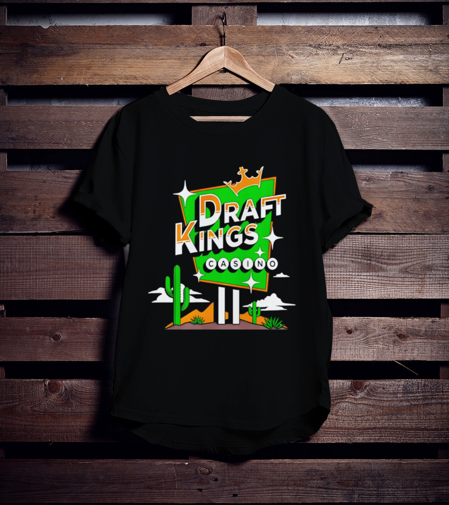 DraftKings Casino Neon Cactus Desert Scene T-Shirt