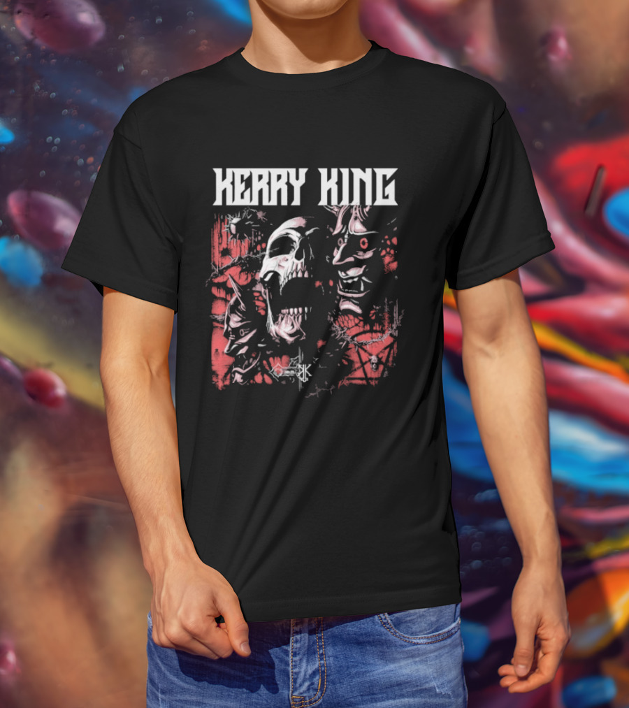 Kerry King Hell Echo Distorted Faces Red White T-Shirt