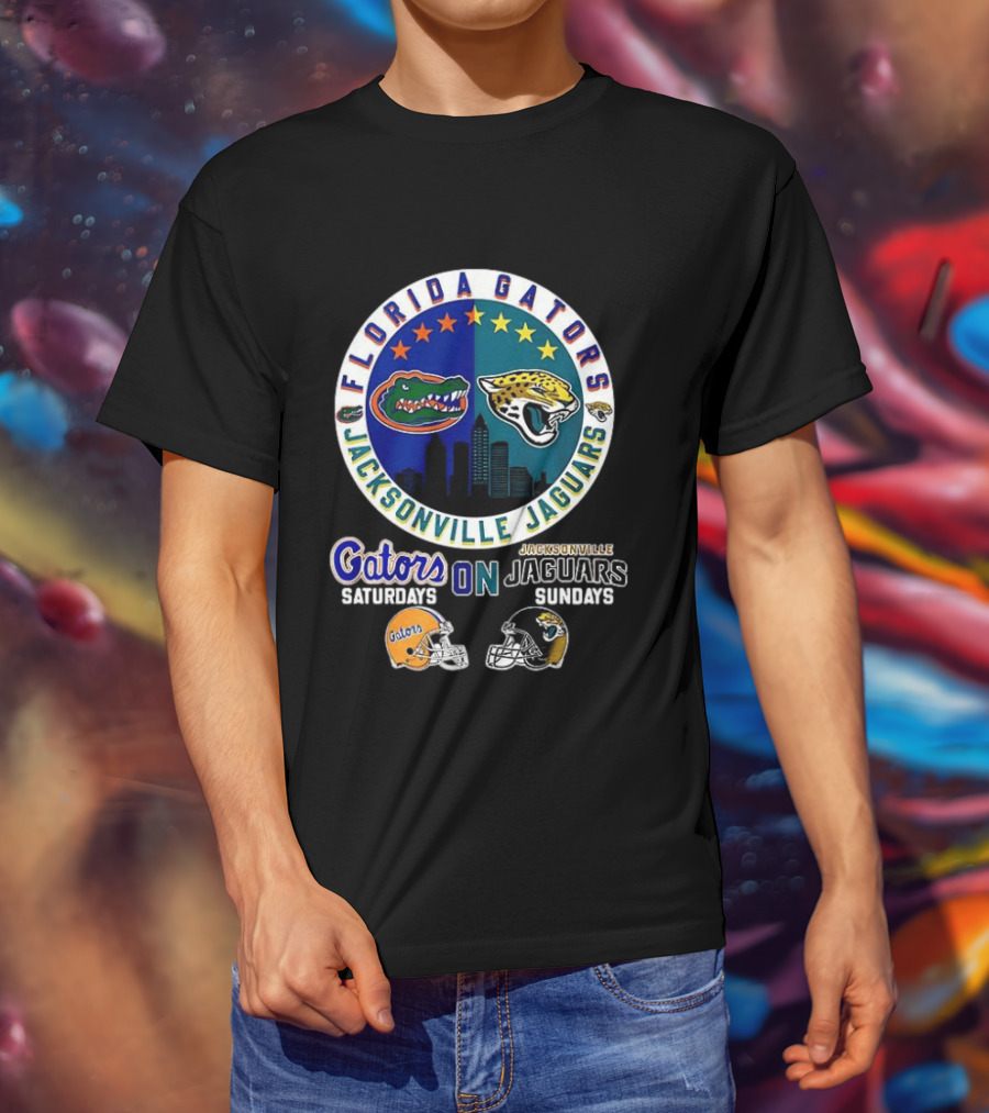 Florida Gators Jacksonville Jaguars Saturdays Sundays Fan Mashup T-Shirt