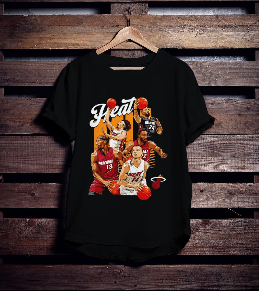 Miami Heat 2026 Starting 5 Basketball Players Miami 13 14 22 24 T-Shirt
