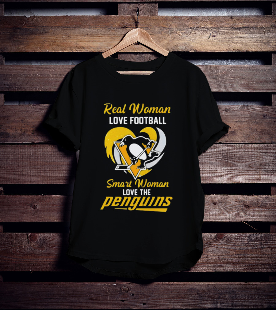 Real Woman Love Football Smart Woman Love The Penguins T-Shirt