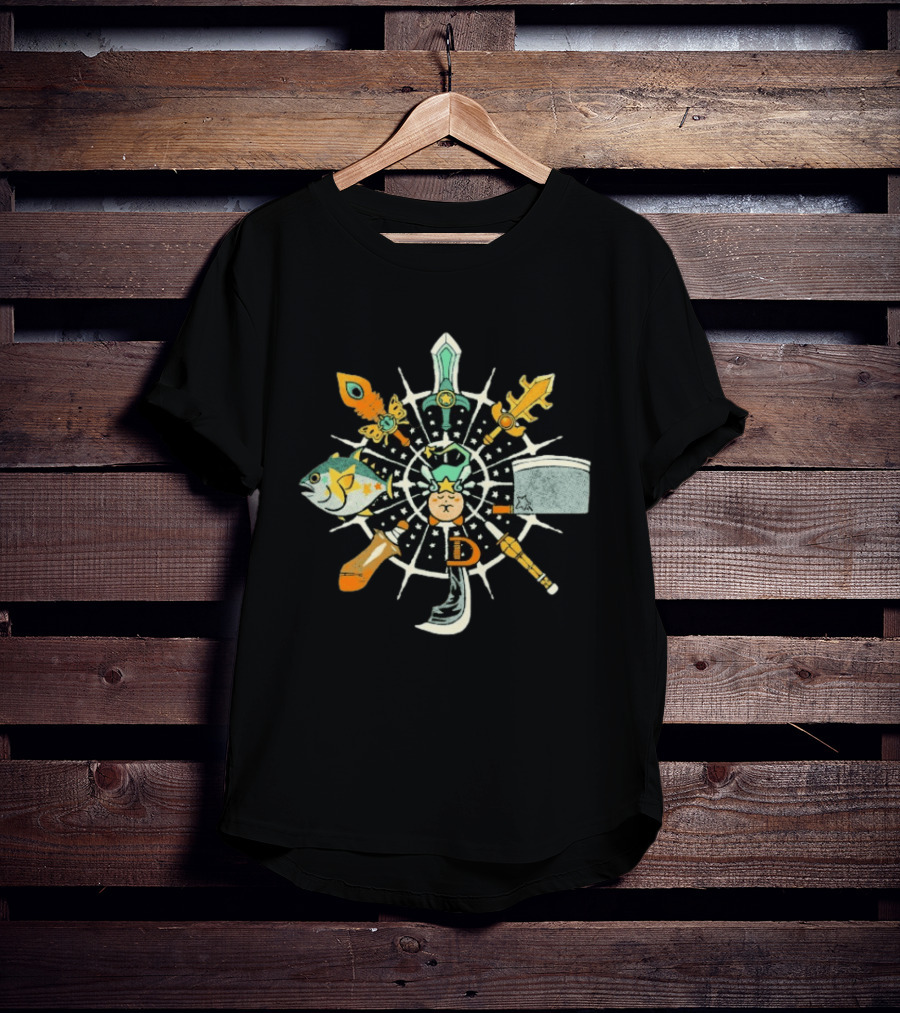 WooshFloosh Compass Sword Fish Key Hammer Cat Star Circular T-Shirt