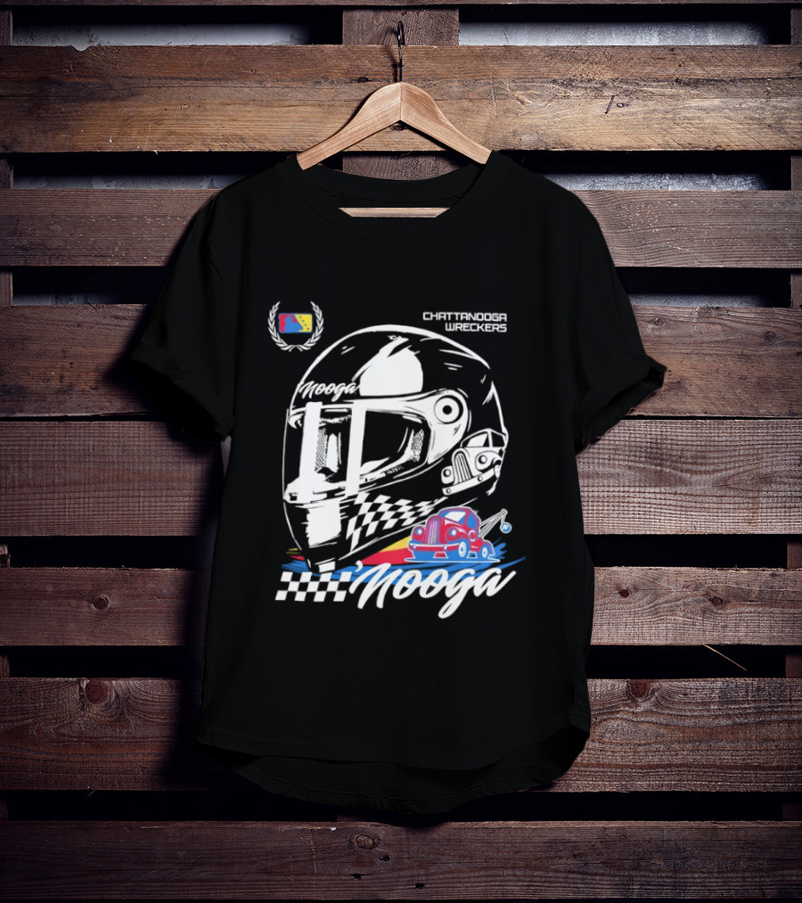 Chattanooga Lookouts L'Mooga Racing Helmet Classic Car Sketch T-Shirt