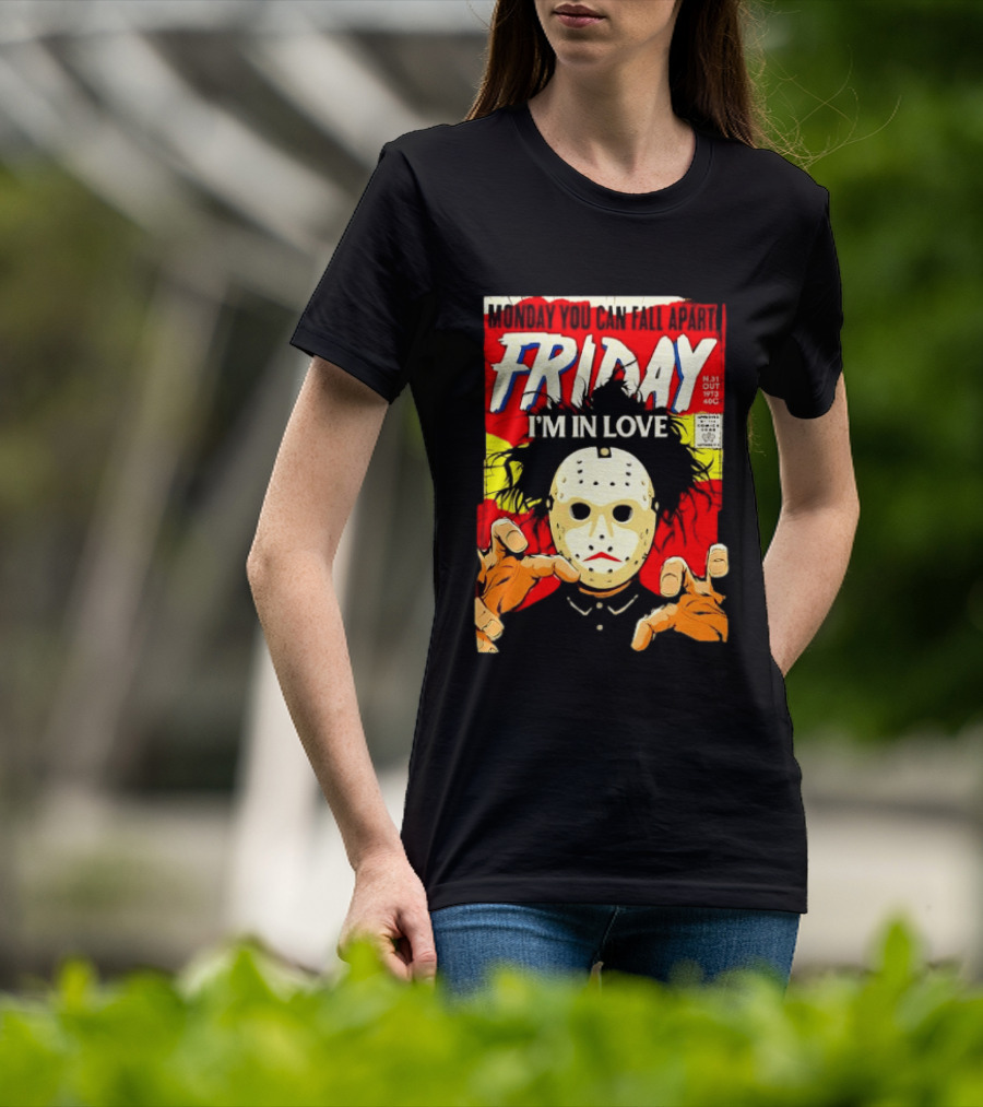 Monday You Can Fall Apart Friday I'm In Love Jason Voorhees Comic T-Shirt