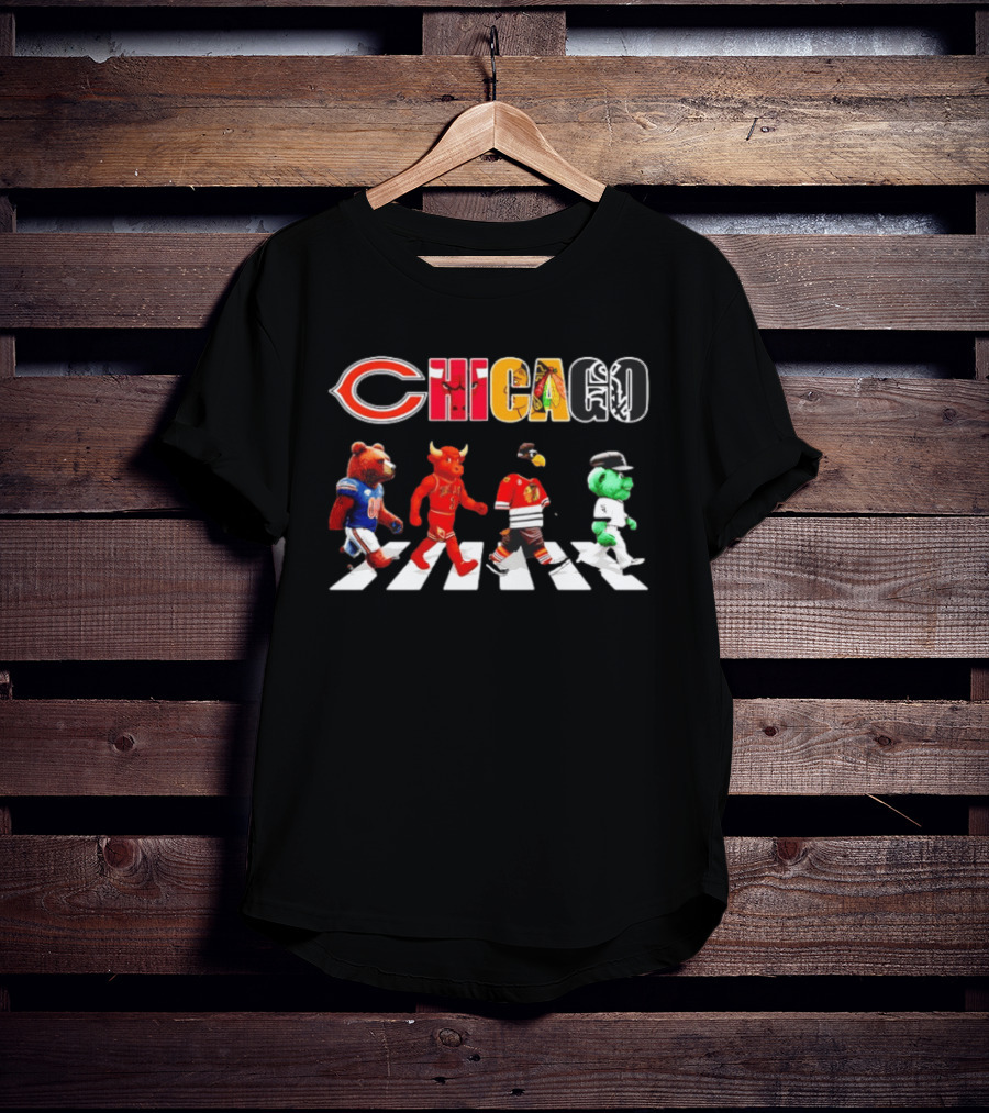 Chicago Bears Bulls Blackhawks White Sox Road Crossover Sports Teams T-Shirt