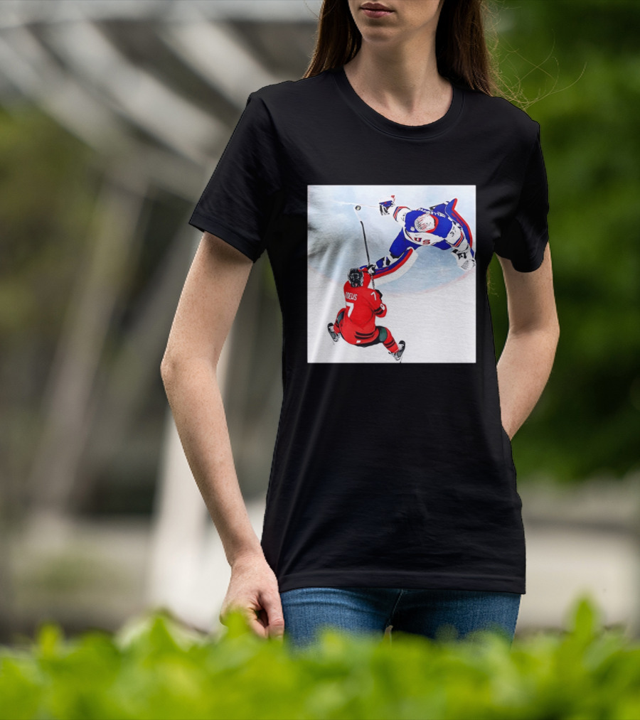 Connor Hellebuyck USA Goalie Save Hockey Match T-Shirt