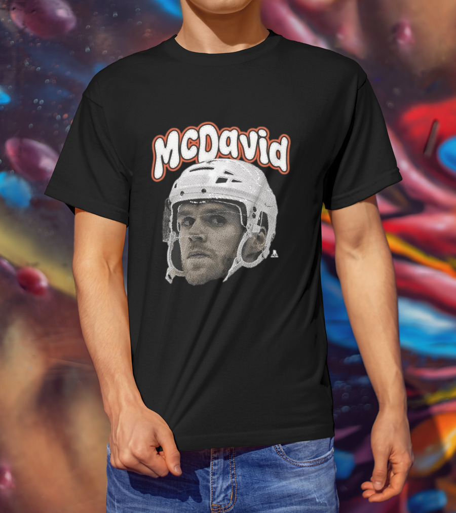 Connor McDavid Edmonton Oilers Hockey Big Face Bold Text NHL Fan T-Shirt