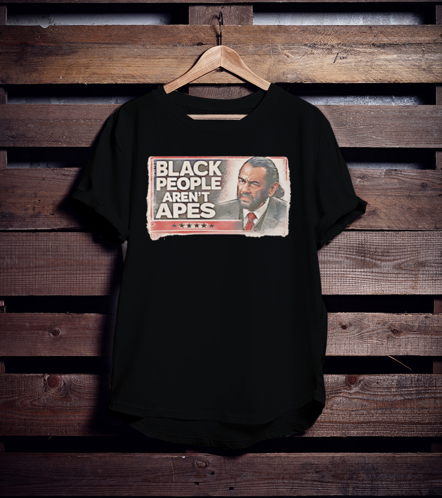 BLACK PEOPLE AREN'T APES Image Of Man In Suit And Tie With Stars T-Shirt