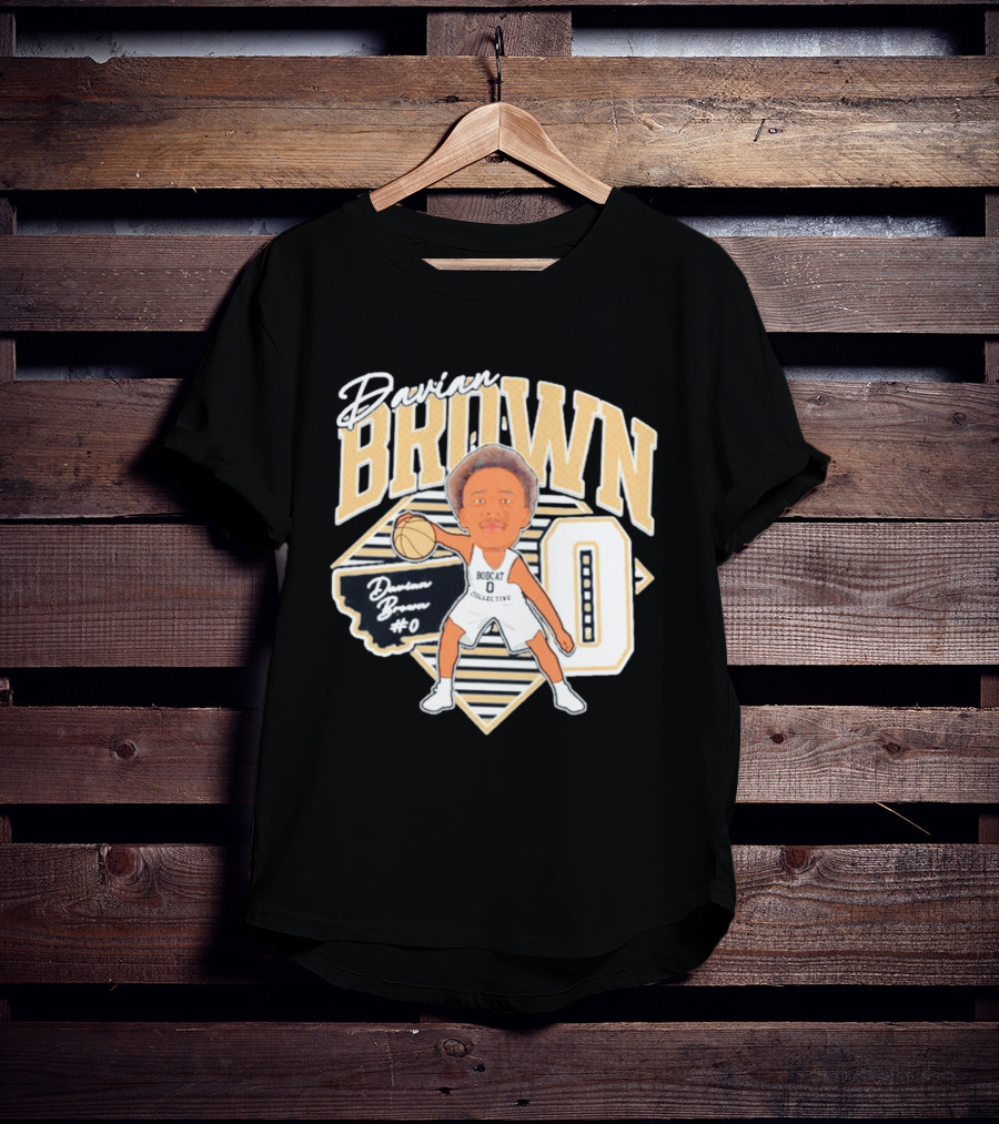 Davian Brown Bobcat Collective #0 Caricature Montana State T-Shirt