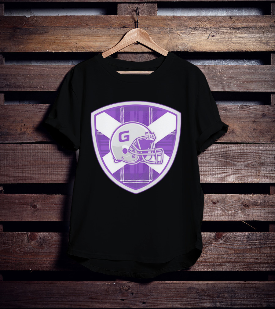 Glasgow Tartan Football Helmet Badge With St. Andrew's Cross T-Shirt