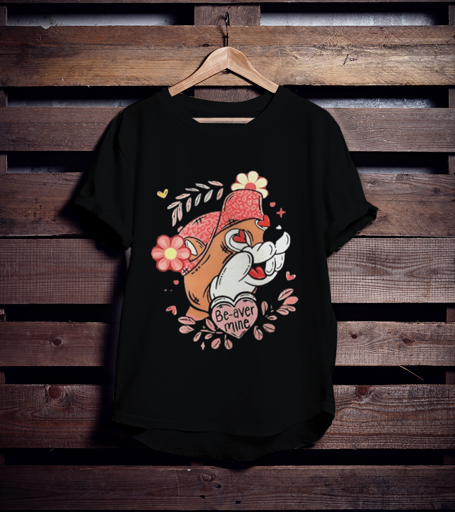 Buc Ee's Beaver Be Mine Valentine's Day Flowers Hearts T-Shirt