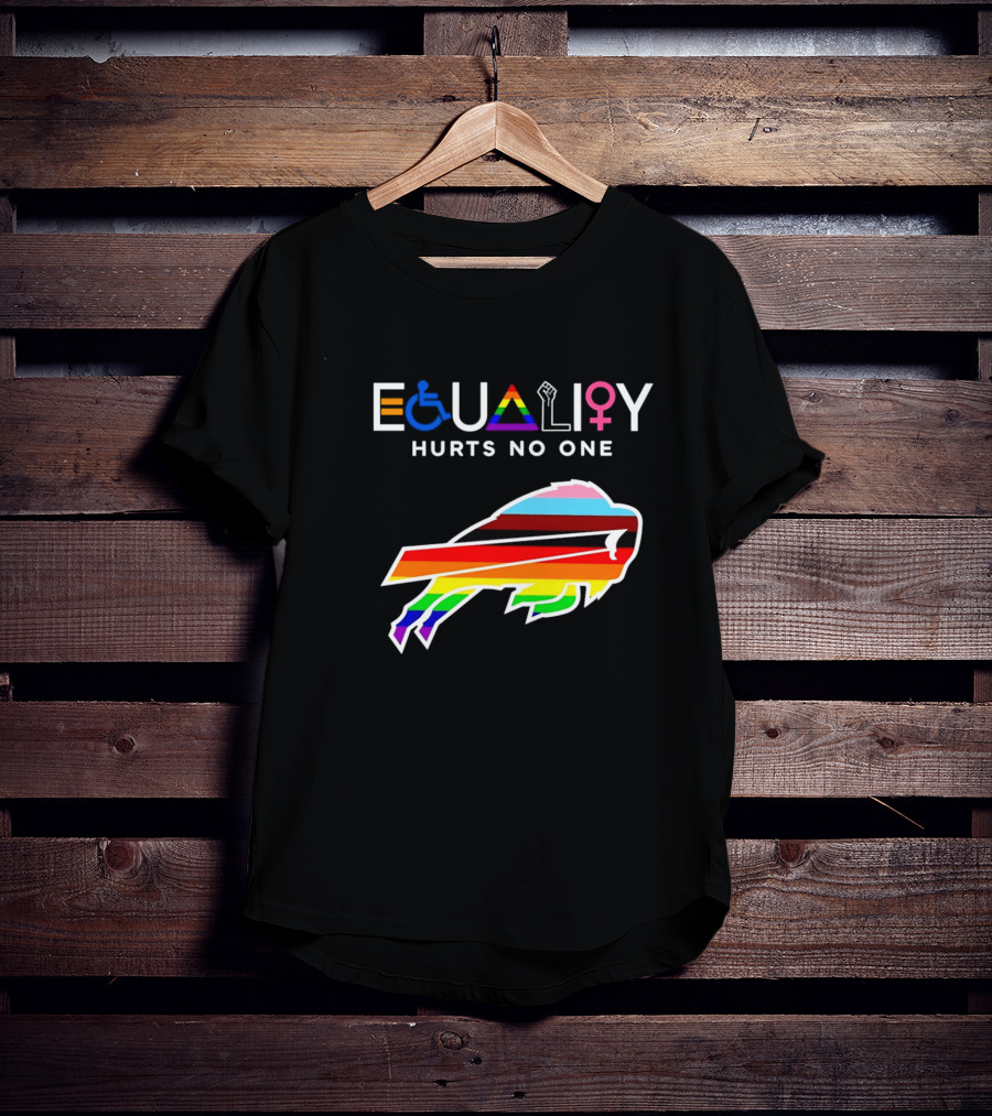 Buffalo Bills Equality Hurts No One Inclusivity Symbol With Rainbow Pride T-Shirt