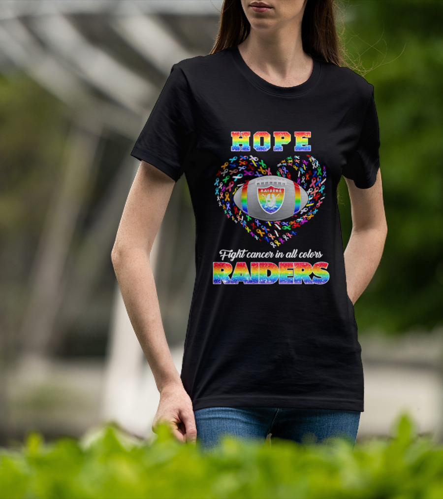 Las Vegas Raiders Hope Fight Cancer In All Colors Rainbow T-Shirt