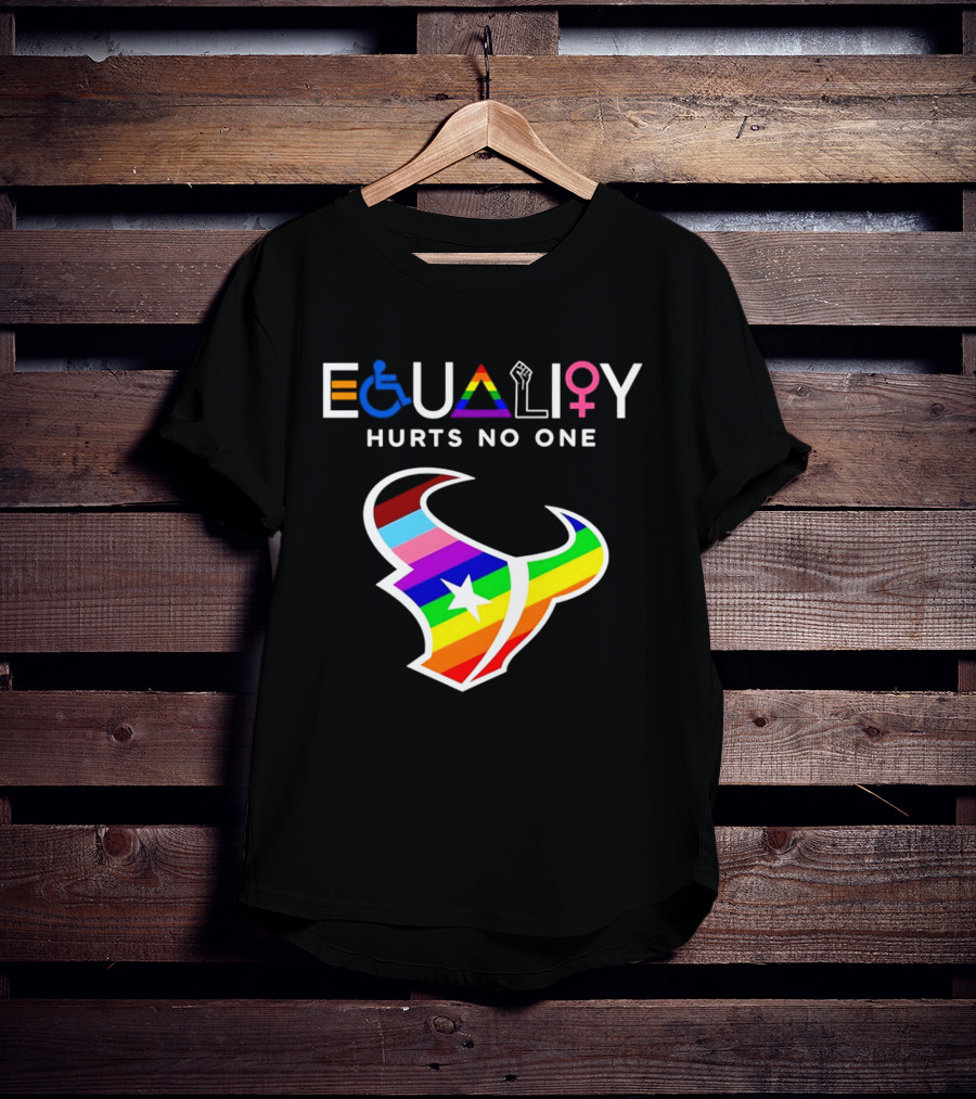 Houston Texans Equality Rainbow Logo Hurts No One T-Shirt