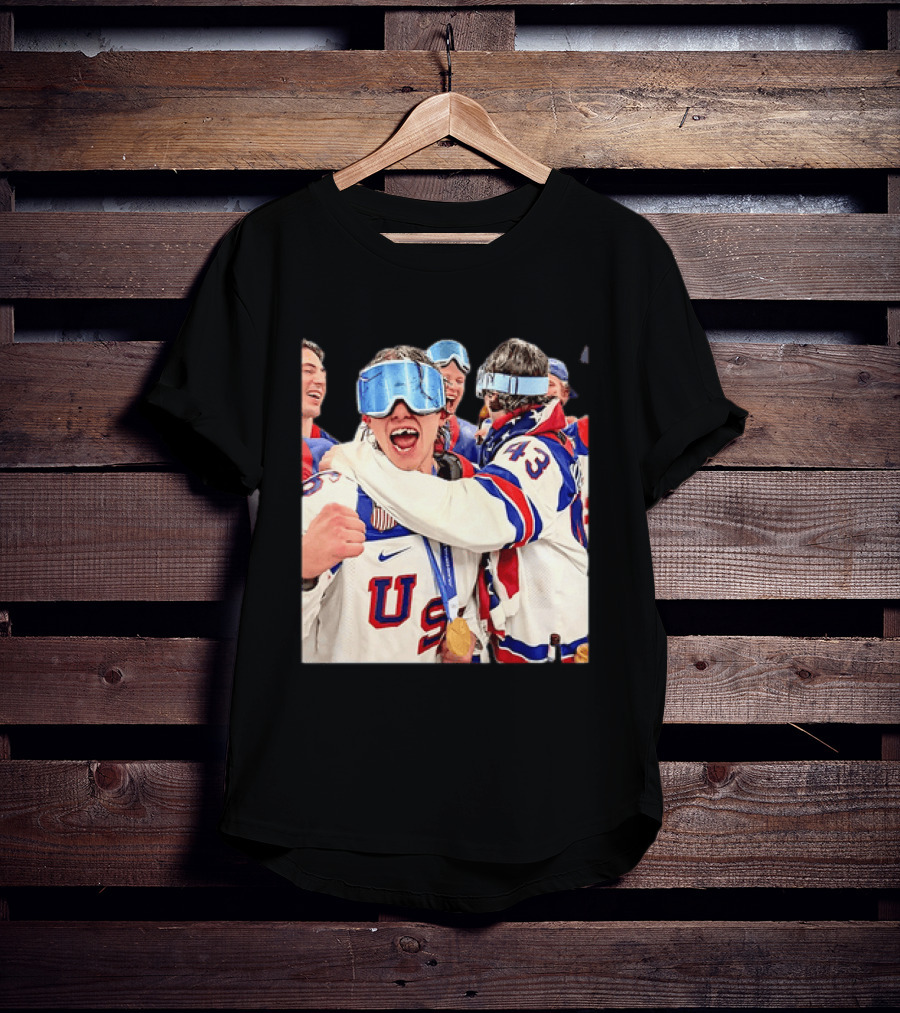 USA Hockey Gold Medal Celebration Jack Hughes Team USA 2026 T-Shirt