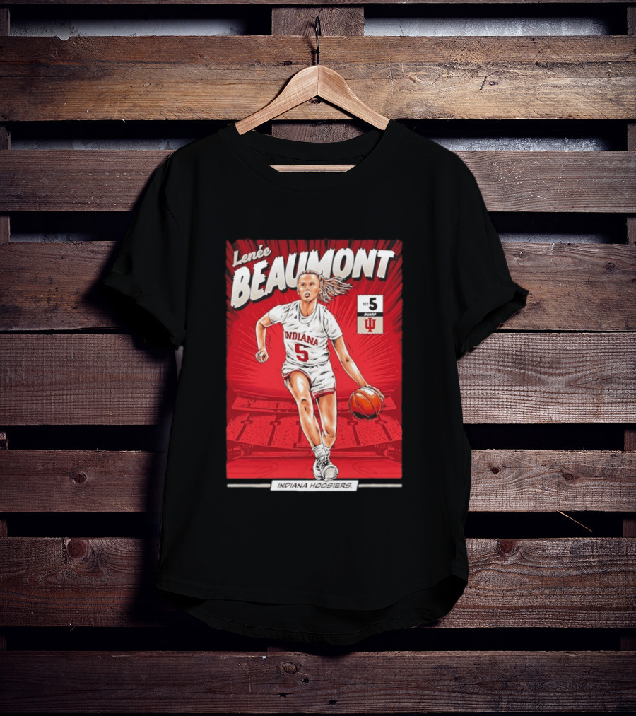 Lenée Beaumont Indiana Hoosiers No 5 Comic Basketball Athlete T-Shirt