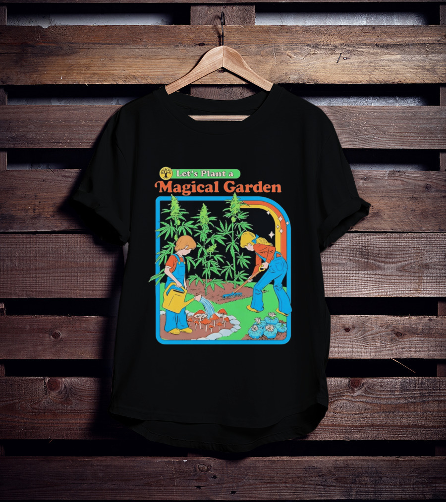 Let's Plant A Magical Garden Children Steven Rhodes Retro Gardening Adventure T-Shirt