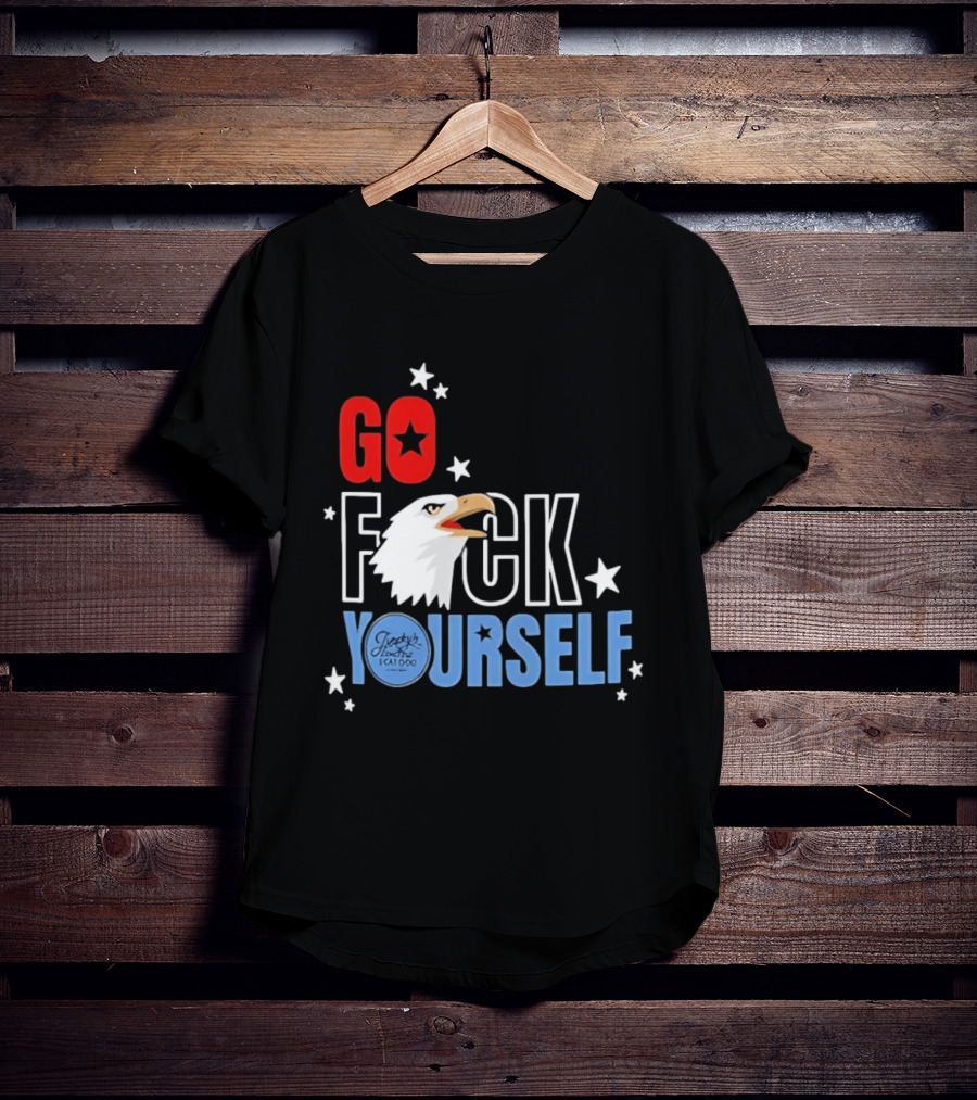 Jimmys Famous Seafood Go F Yourself Bald Eagle Stars T-Shirt