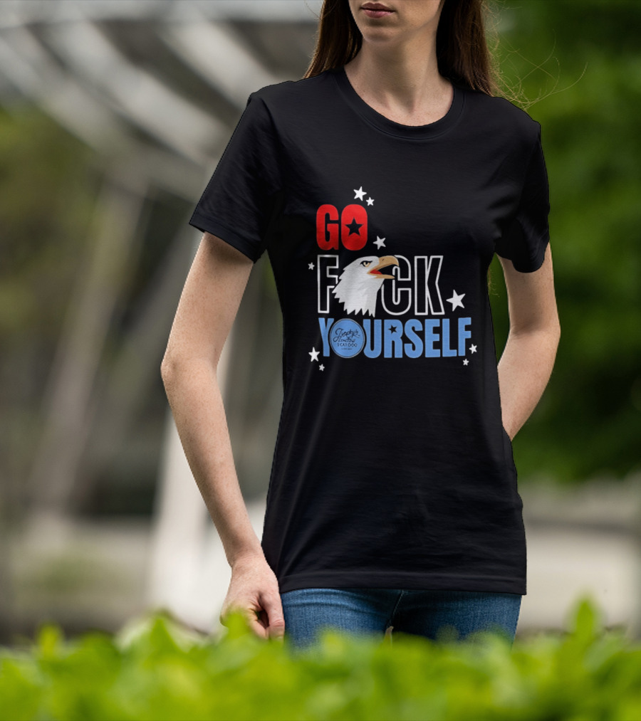 Jimmys Famous Seafood Go F Yourself Bald Eagle Stars T-Shirt