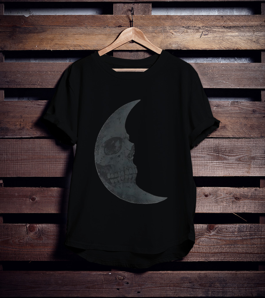 Lunar Crescent Skull Art Crescent Moon Skull T-Shirt