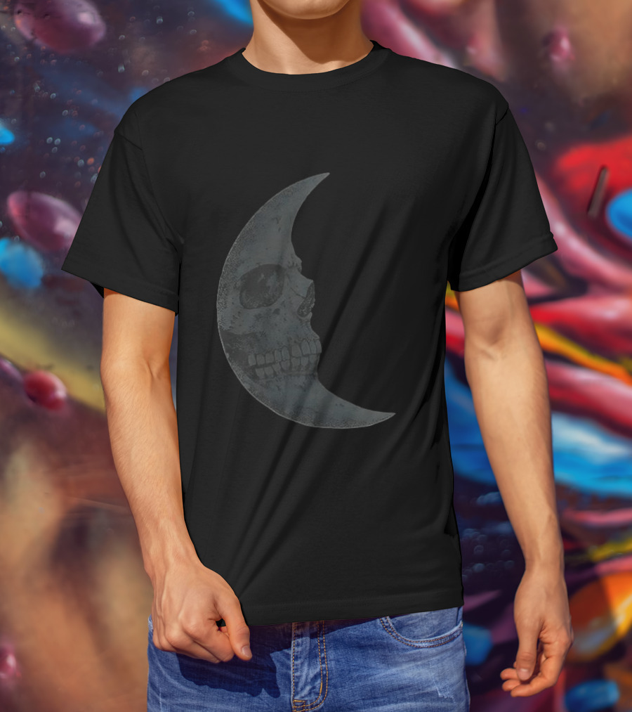 Lunar Crescent Skull Art Crescent Moon Skull T-Shirt