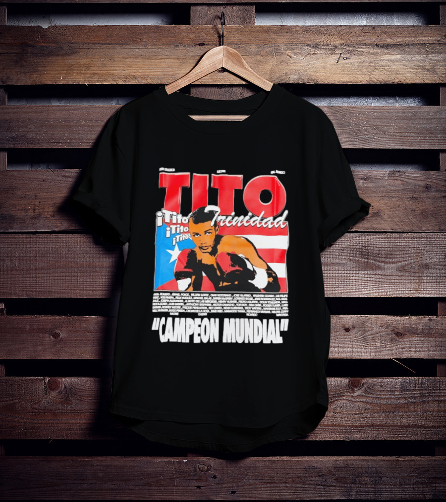 Tito Trinidad Campeon Mundial Puerto Rican Flag Boxing Legend T-Shirt