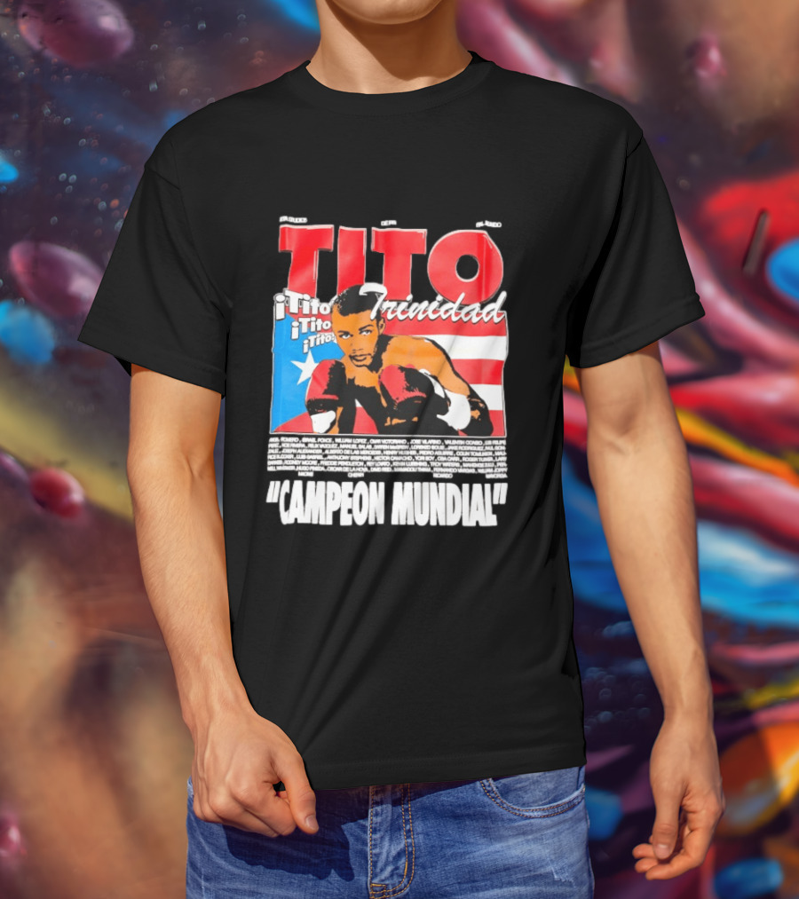 Tito Trinidad Campeon Mundial Puerto Rican Flag Boxing Legend T-Shirt