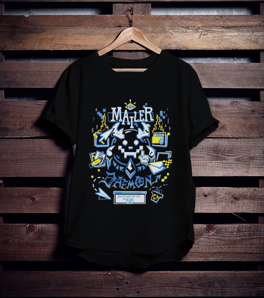Mailer Daemon Your Email Will Not Find Me OK Tech Pixel Art Arrows Flames T-Shirt