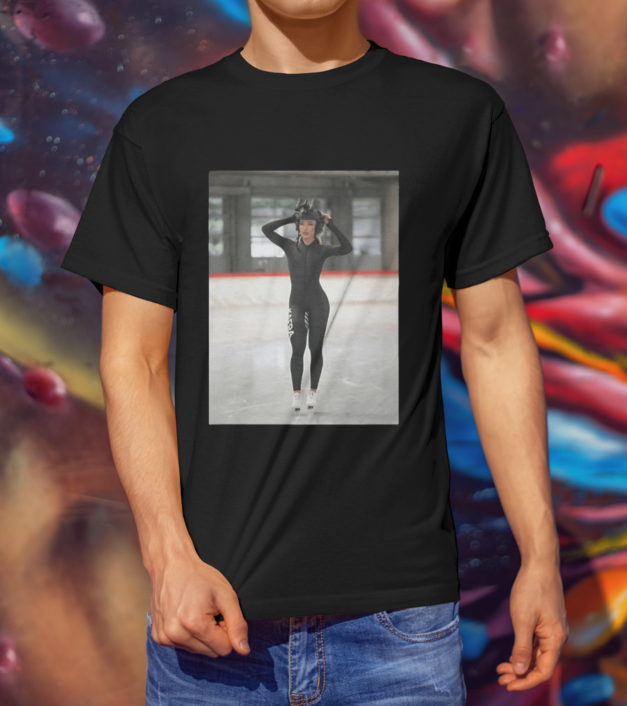 Jutta Leerdam Speed Skating Night Vision Helmet And Suit Ice Rink T-Shirt