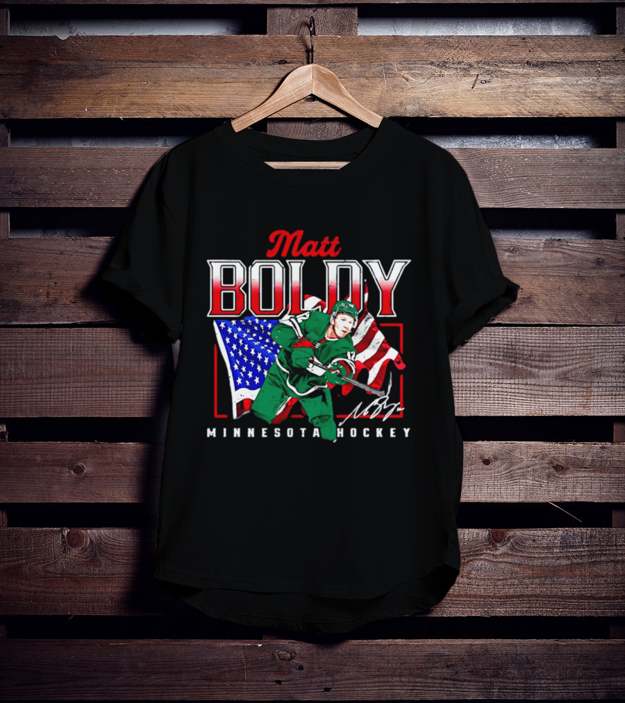 Matt Boldy Minnesota Hockey USA Flag T-Shirt