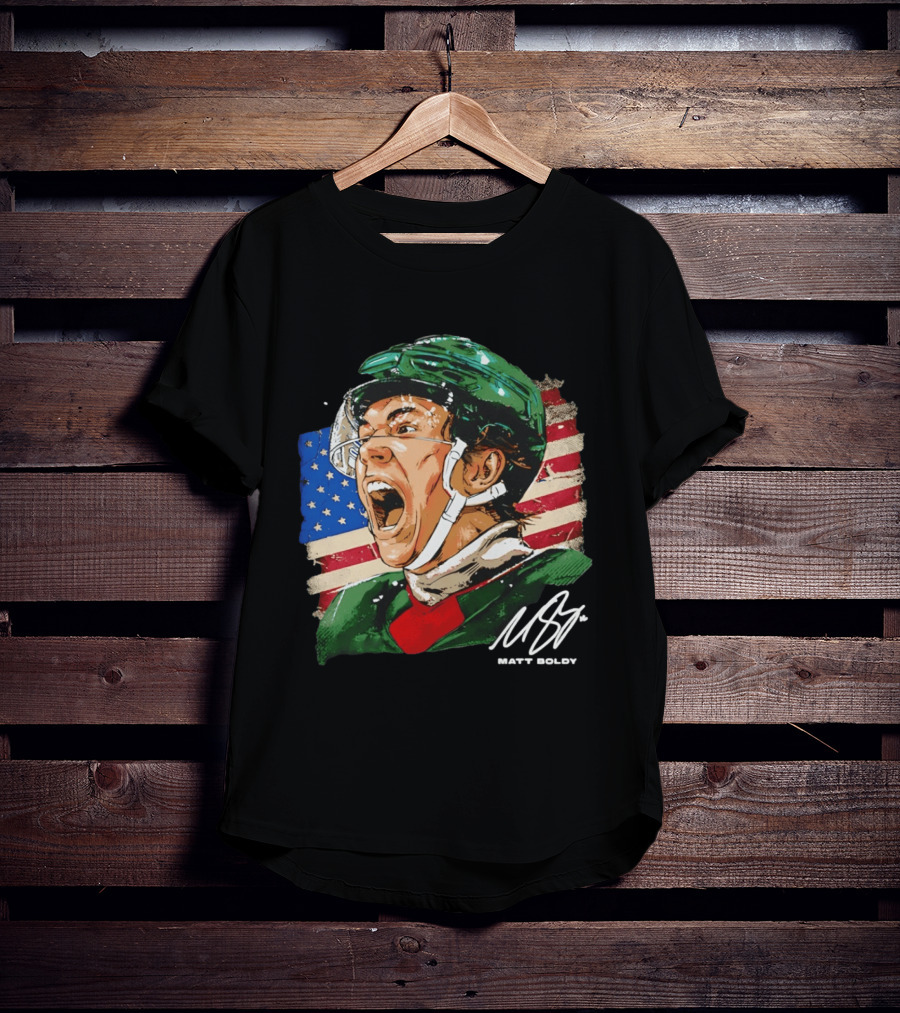 Matt Boldy USA Hockey Minnesota Wild Flag Celebration T-Shirt