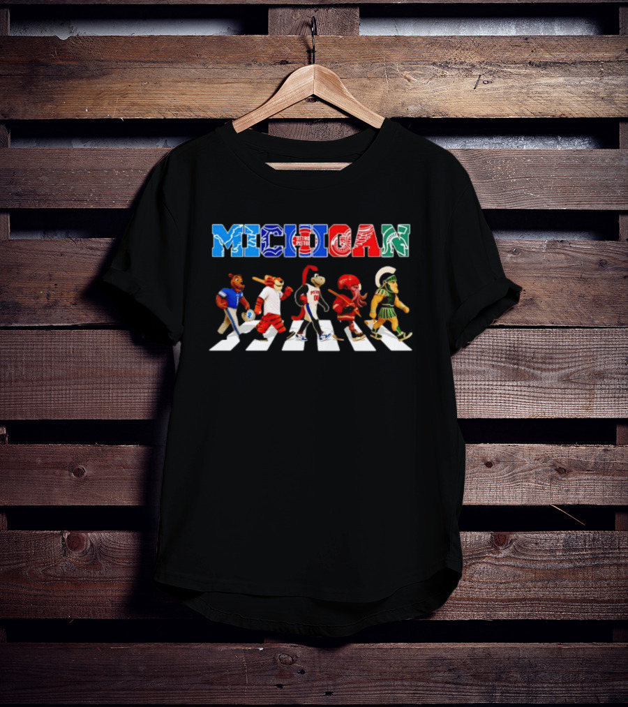 Michigan State Spartans Detroit Lions Tigers Pistons Red Wings Abbey Road T-Shirt