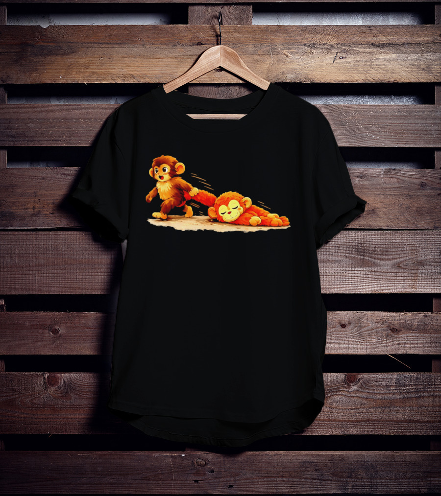 Monkey Baby Pulling Sleeping Monkey Meme T-Shirt