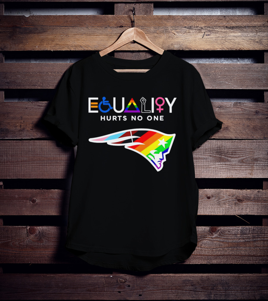 New England Patriots Equality Hurts No One Inclusive Pride Logos T-Shirt