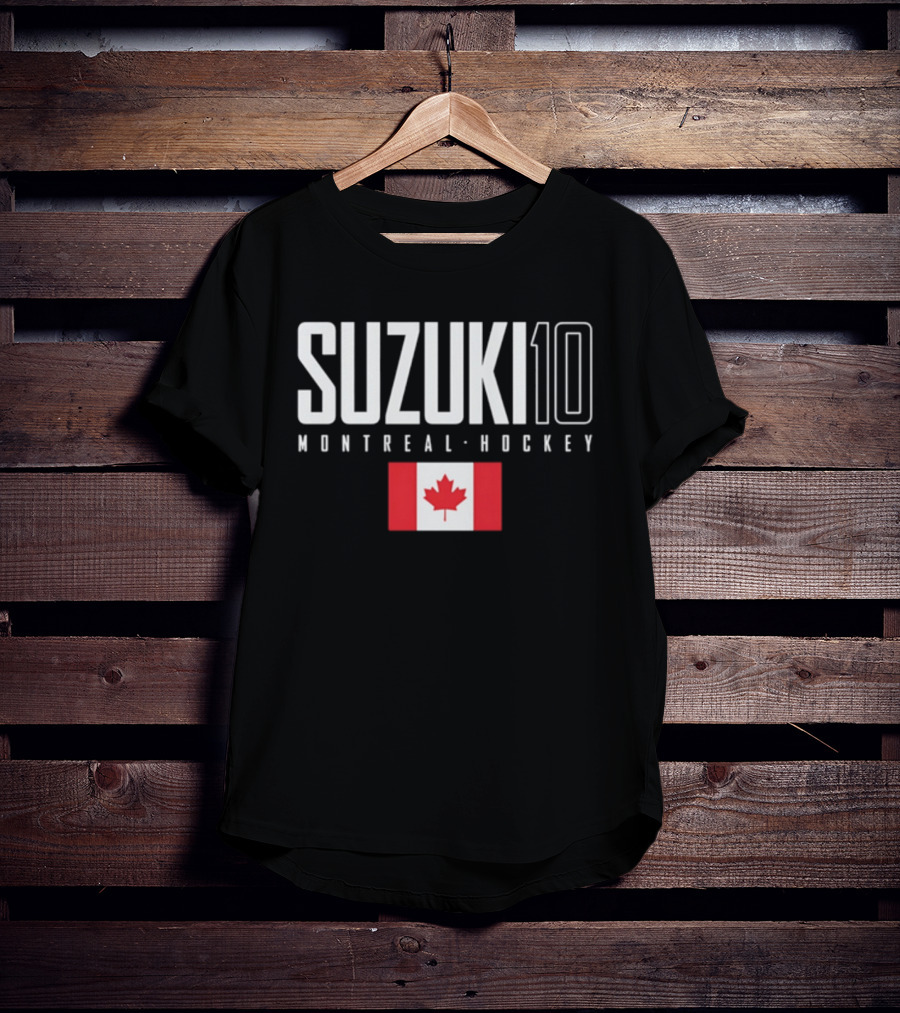 Montreal Hockey Suzuki 10 Canada Flag T-Shirt